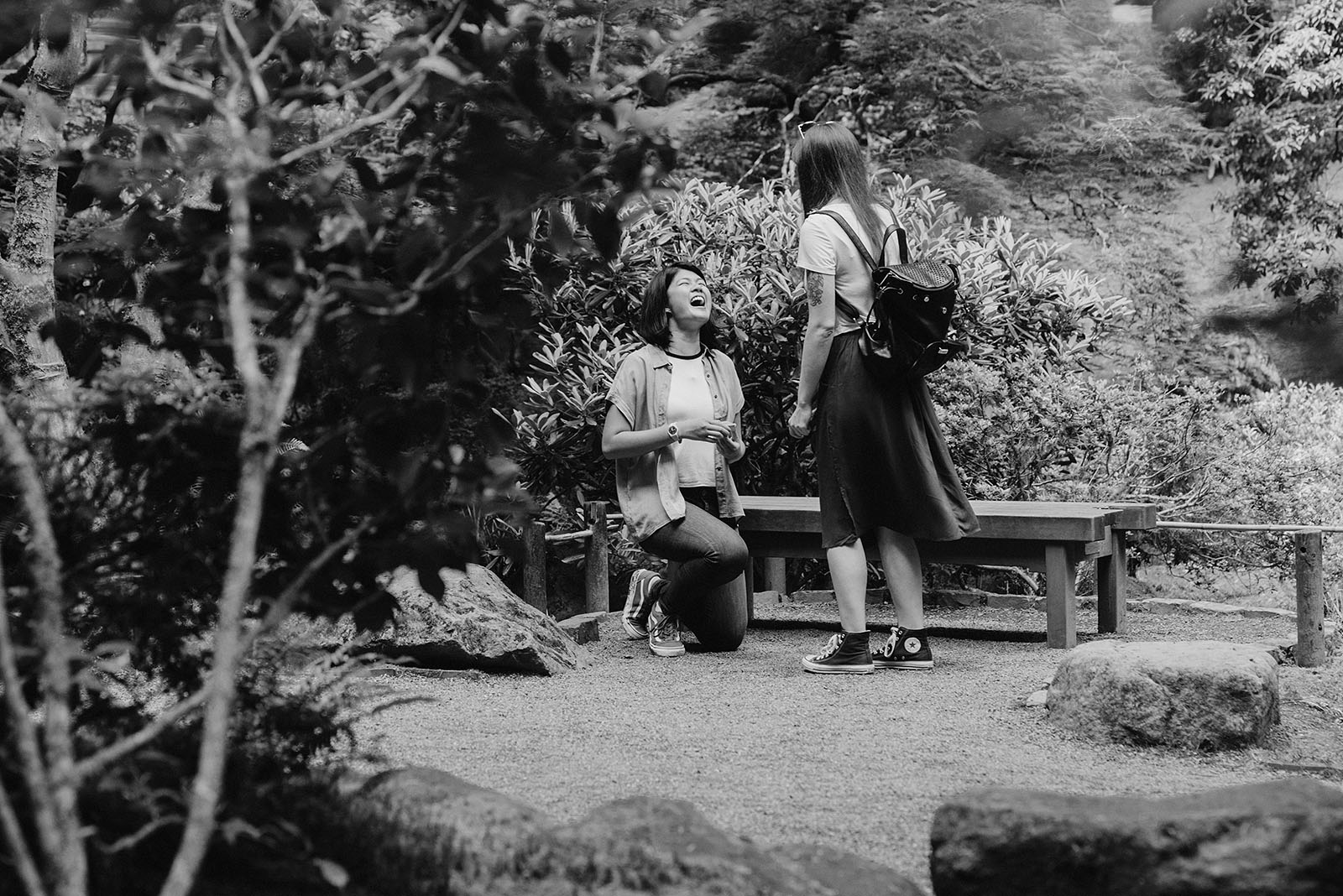 Michelle popping the big question -  Portland Japanese Garden Proposal