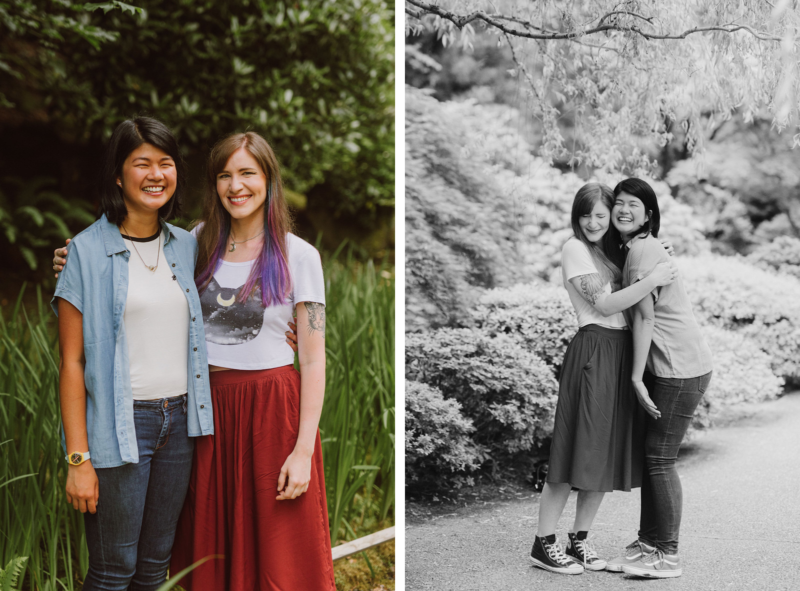 Newly engaged same sex couple - Portland Japanese Garden Proposal