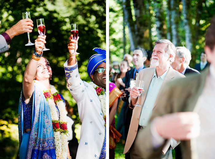 Bride and Groom toast to guests - Bridal Veil Lakes Wedding - Portland Oregon