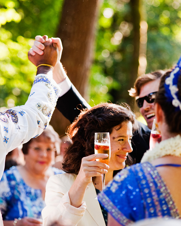 Guests toast to Bride and Groom - Bridal Veil Lakes - Bridal Veil Wedding Photographer