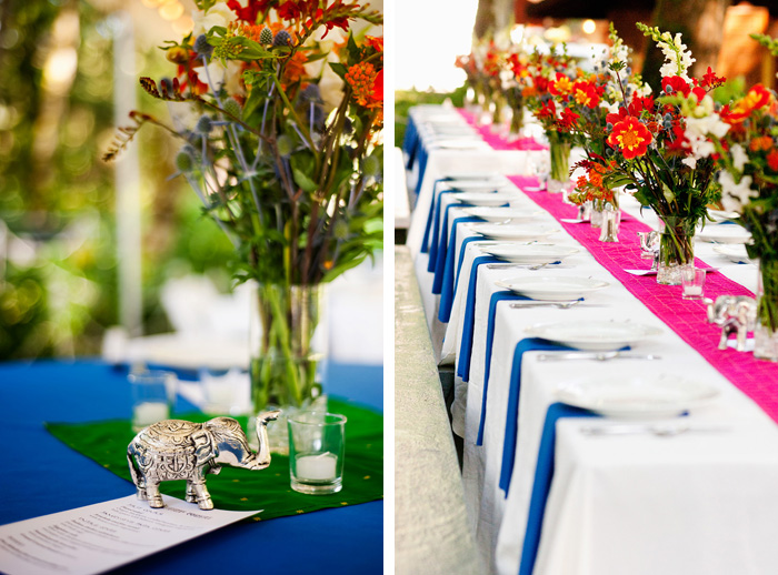 Flowers and table settings for Hindu Wedding - Bridal Veil Lakes - Portland Oregon