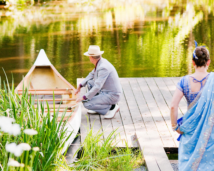 Bridal Veil Lakes Wedding Photographer - Father of Bride, Robin Cody with canoe and Bride