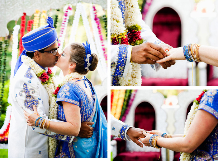 Bride and Groom kiss - Hindu Wedding - Bridal Veil Lakes - Portland Oregon