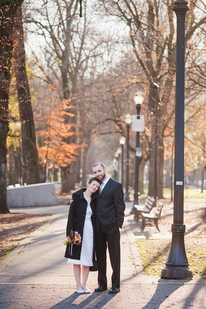 Downtown Portland Wedding: Bride and Groom