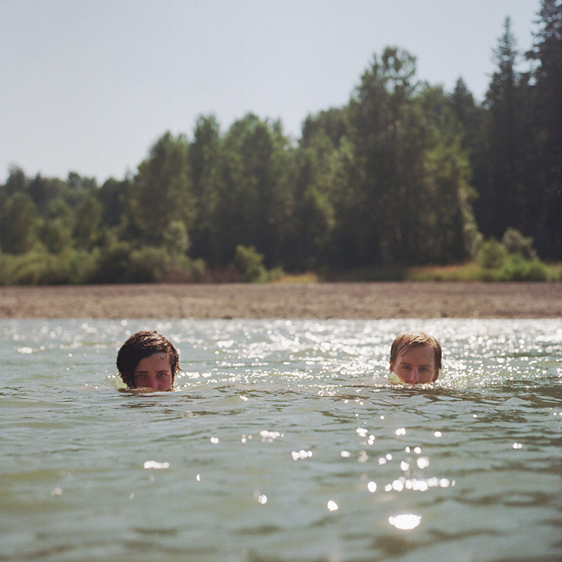 Portland Film Photographer - Rolleiflex portrait of Mark and Chris in Sandy River