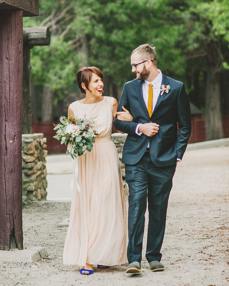 Bride and Groom walking down the aisle together | Kate & Will's Camp Seely Wedding | Kim Smith-Miller