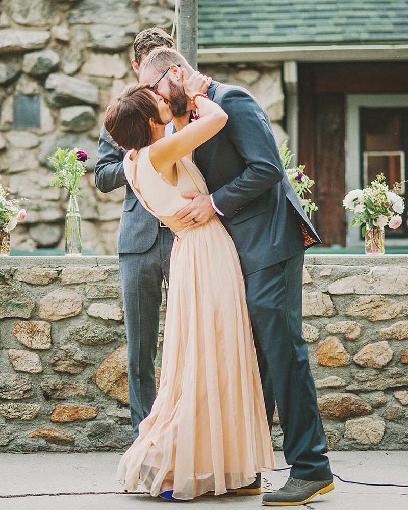 Bride and Groom's first kiss | Kate & Will's Camp Seely Wedding | Kim Smith-Miller