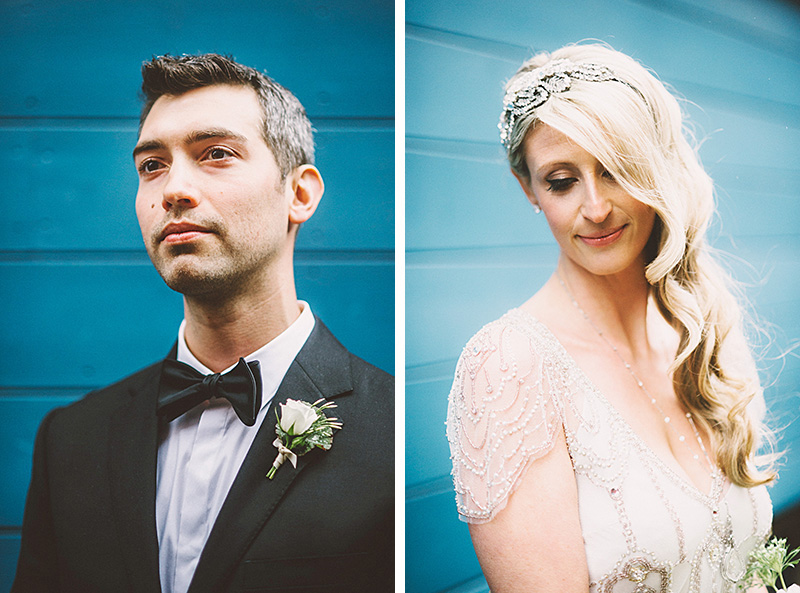 Portraits of bride and groom in the courtyard - Sodo Park Wedding Photographer