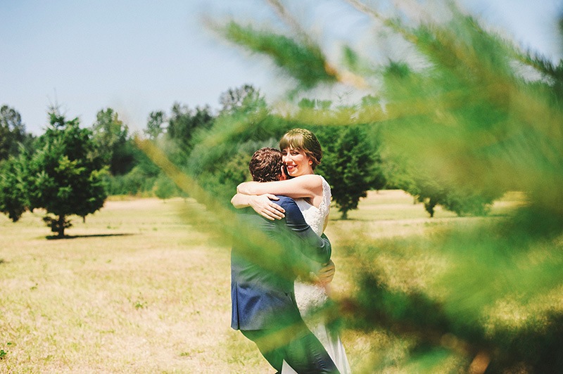 Bride hugging Groom after their First Look - Historic Kirchem Farm Wedding Photographer - Oregon City