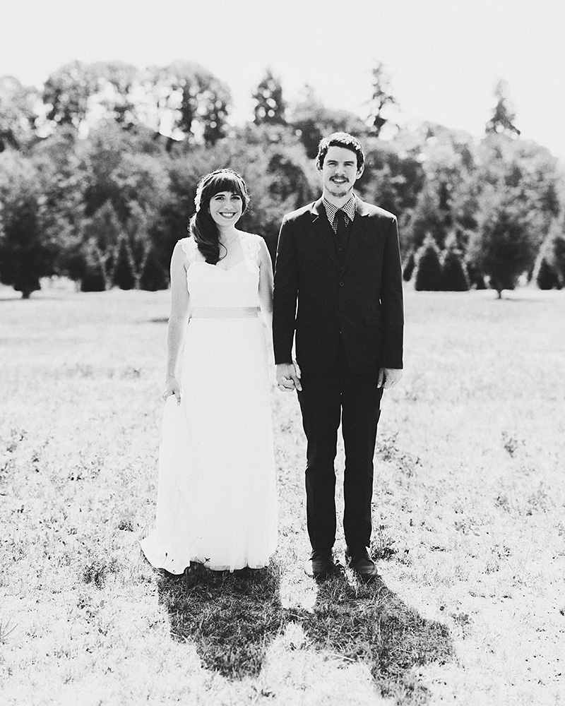 Black and white portrait of Bride and Groom - Historic Kirchem Farm Wedding Photographer - Oregon City