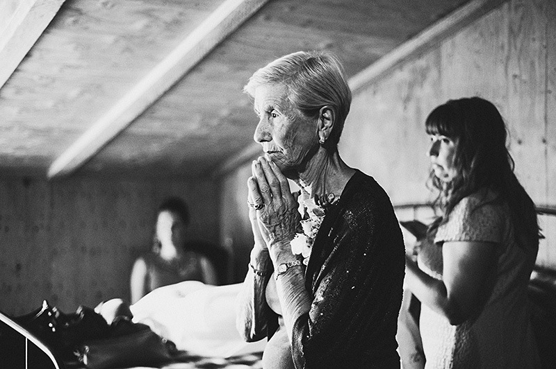 Grandmother watching was the bride puts on her final touches - Historic Kirchem Farm Wedding Photographer - Oregon City