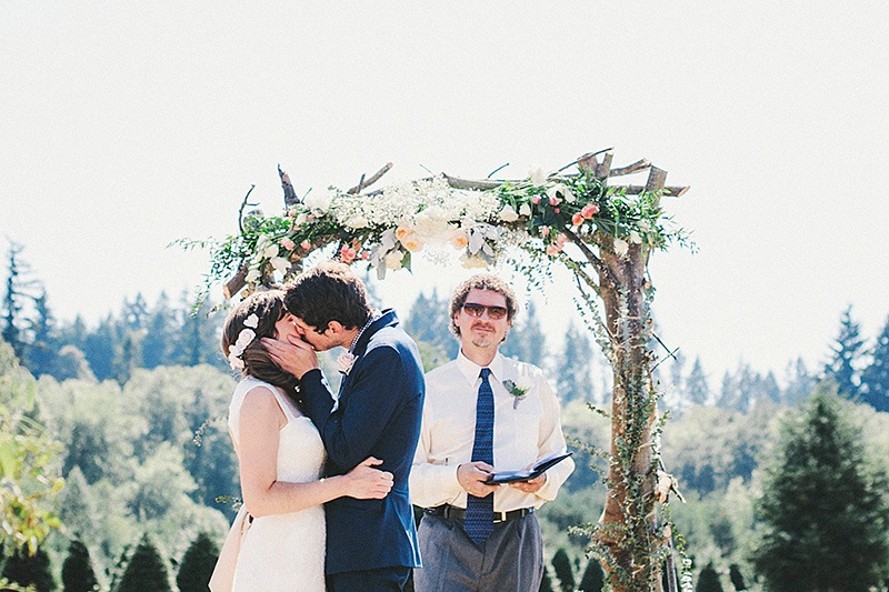 First Kiss as Husband and Wife - Historic Kirchem Farm Wedding Photographer - Oregon City