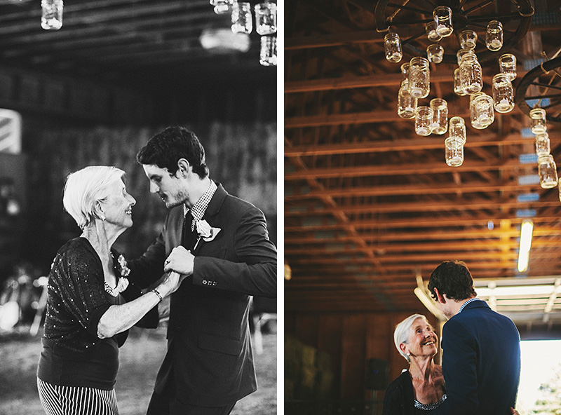 Groom and his grandmother dancing at the barn reception - Historic Kirchem Farm Wedding Photographer - Oregon City
