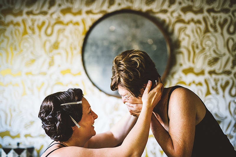Bride and her mother giggling - Secret Society Wedding