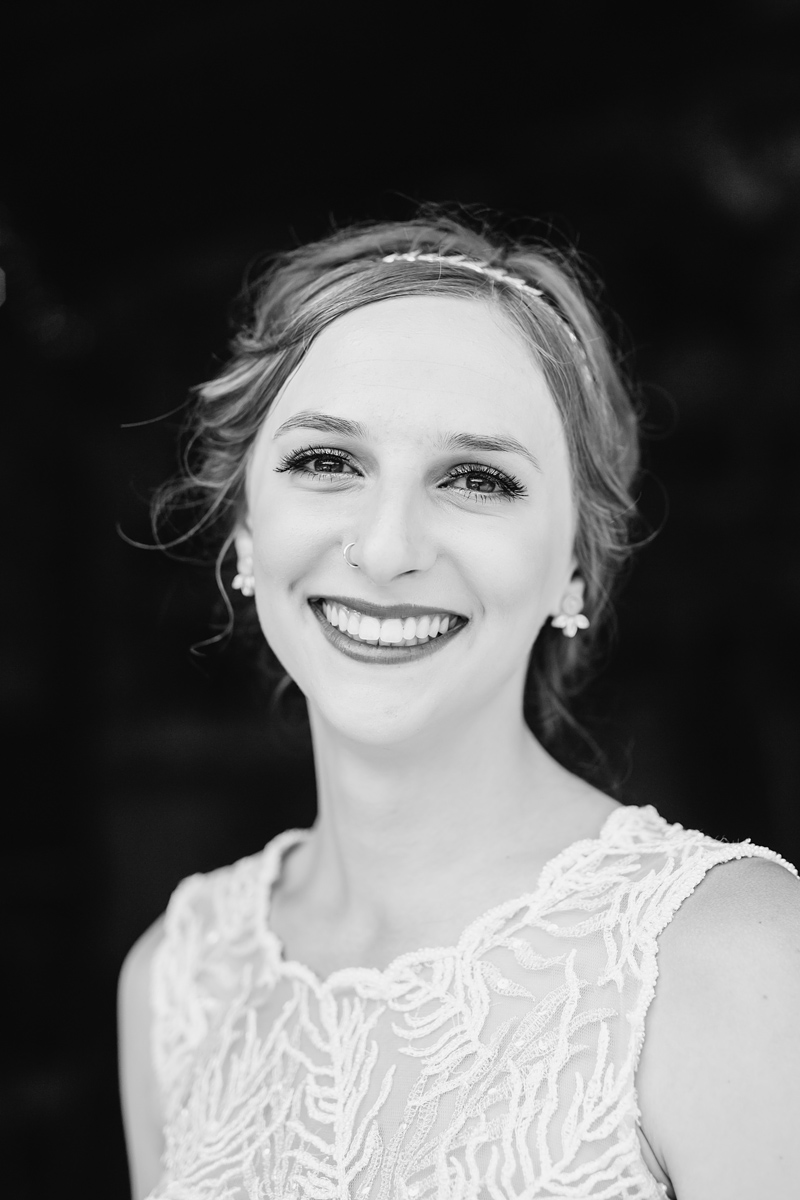 Portrait of bride at her Pendarvis Farm Wedding
