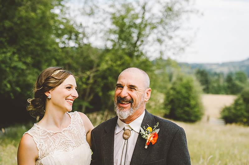 Bride and her father - Pendarvis Farm Wedding