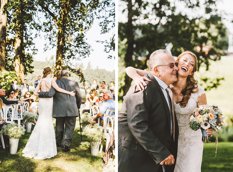 Bride and her Father walking down the aisle - Rustic Postlewait's Wedding in Canby, OR