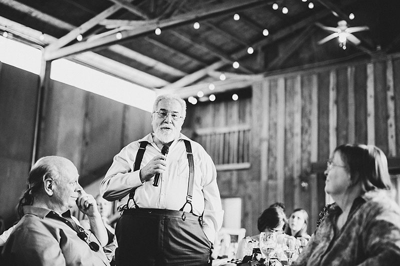 Father of the Groom giving a toast - Rustic Postlewait's Wedding in Canby, OR