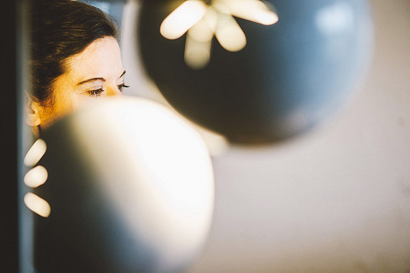 Bride getting ready upstairs at Camp Westwind