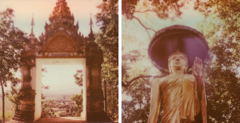 Statues inside a temple in rural Chiang Mai | SLR680 Polaroid