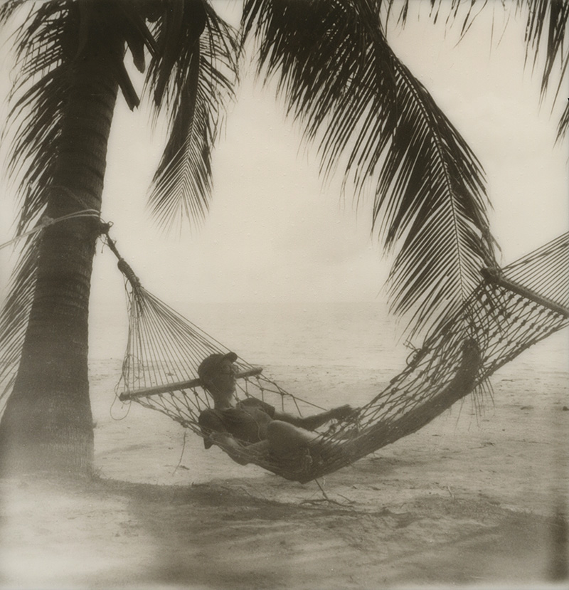 Chris relaxing in a hammock on Koh Mak in the Gulf of Thailand | SLR680 Polaroid