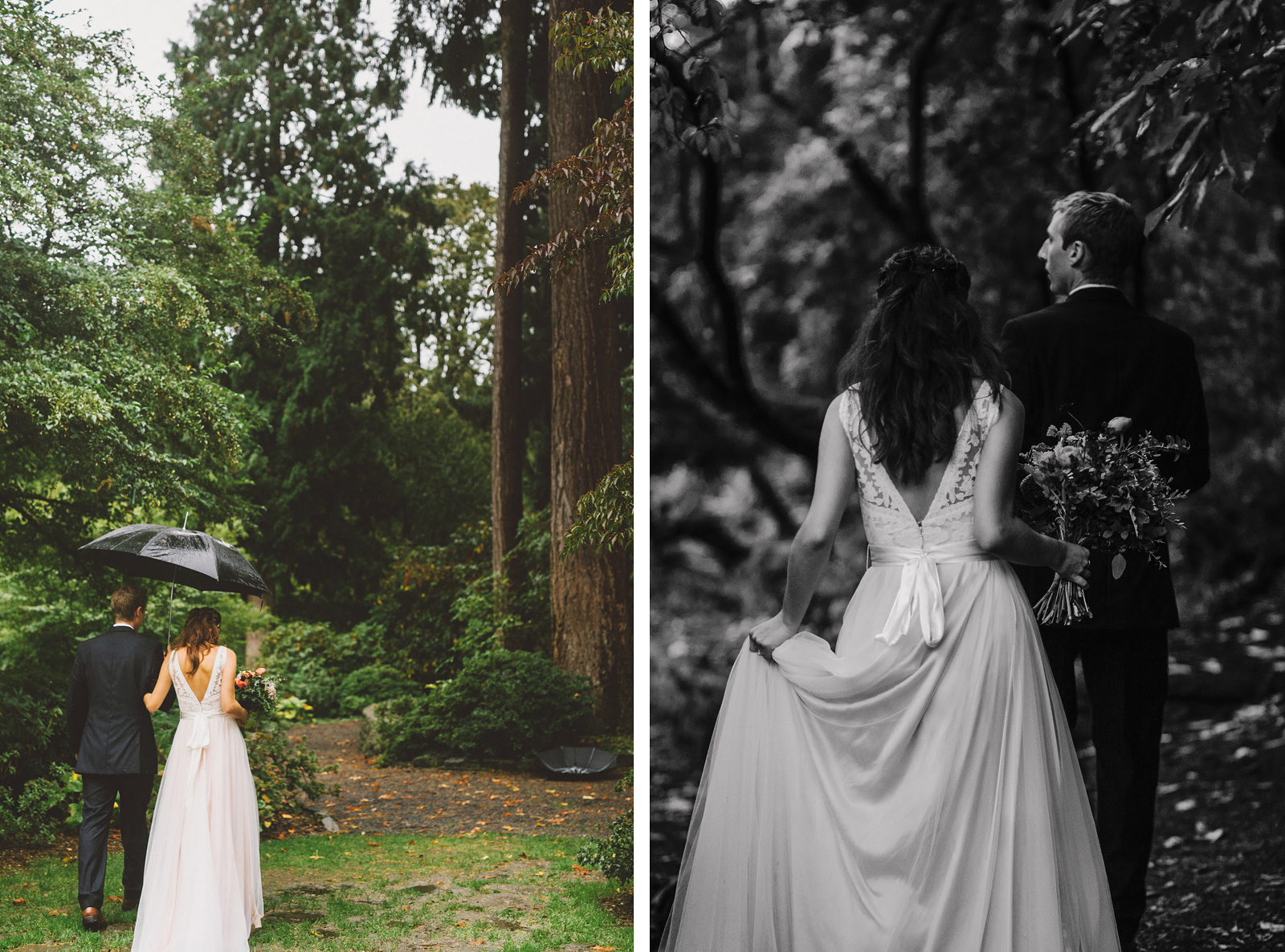 Bride and Groom's grand exit | Crystal Springs Rhododendron Garden wedding ceremony