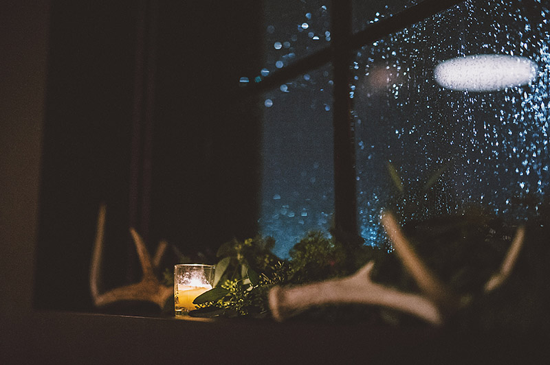 Candles and antlers at a Clay Pigeon Reception - Best Portland Wedding Photography