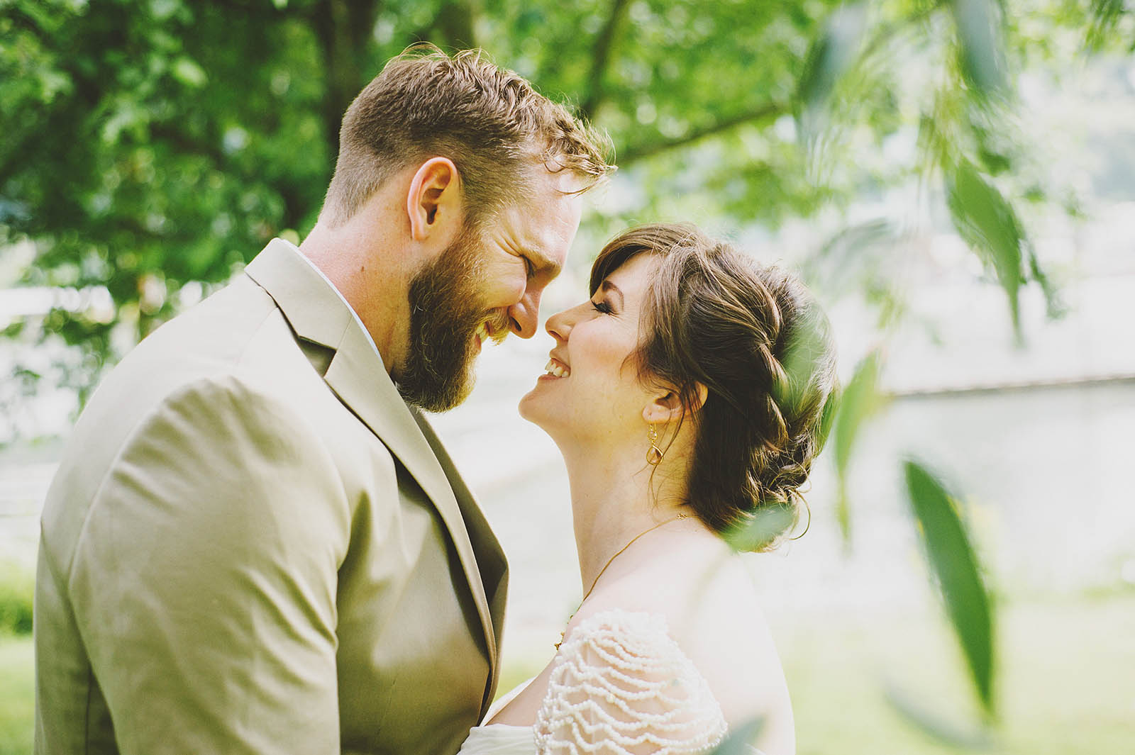 Portraits of Bride and Groom | Cathedral Park Wedding