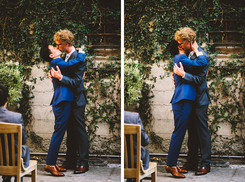 Gay wedding ceremony at Foreign Cinema in San Francisco, CA