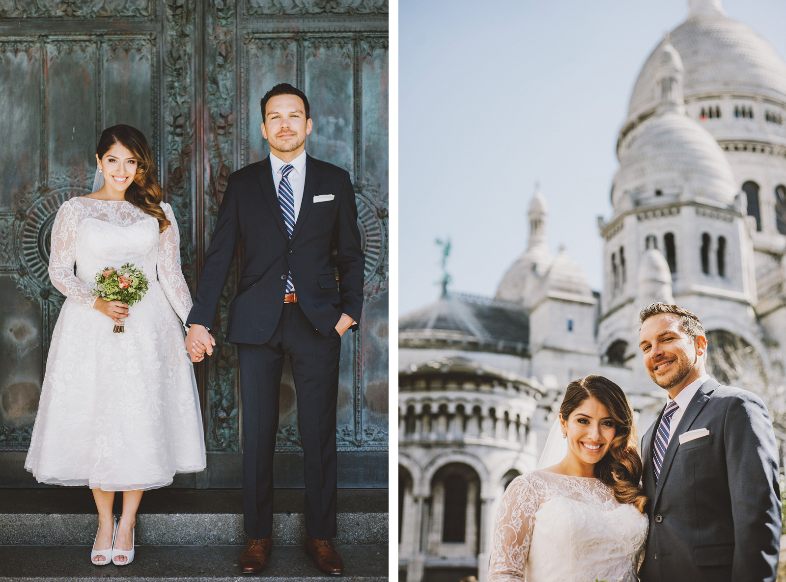 Portraits outside of Sacre-Coeur | Springtime Paris Elopement at Parc des Buttes Chaumont