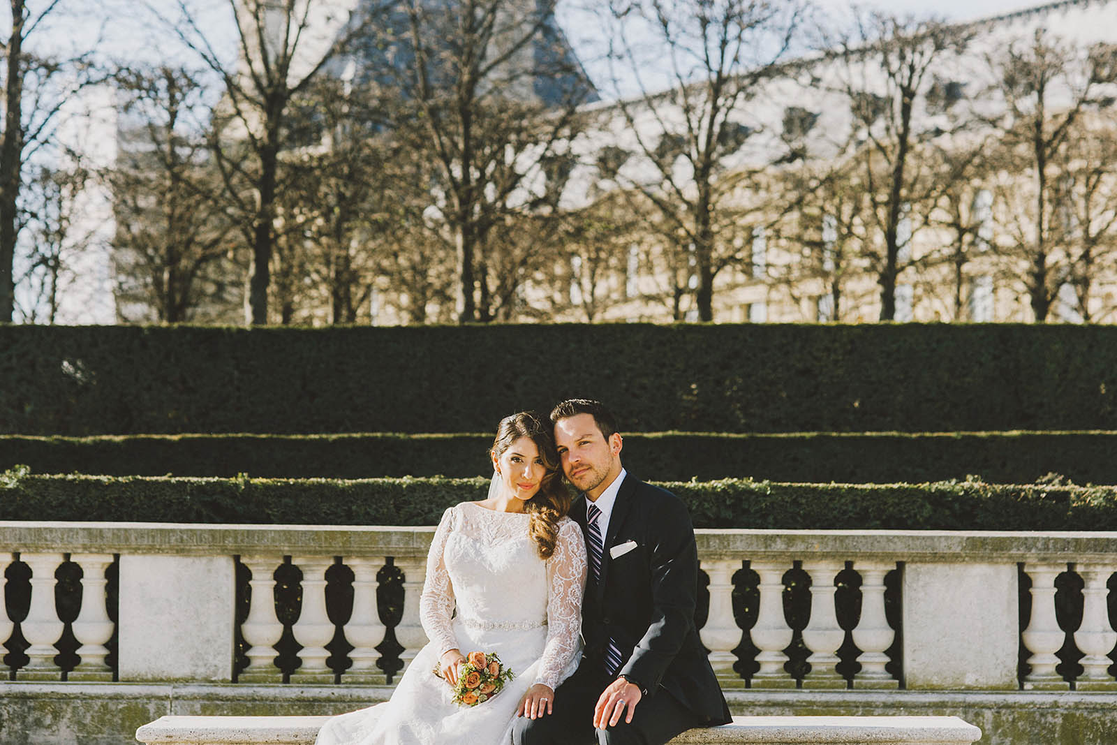 Portraits outside of the Louvre | Springtime Paris Elopement at Parc des Buttes Chaumont