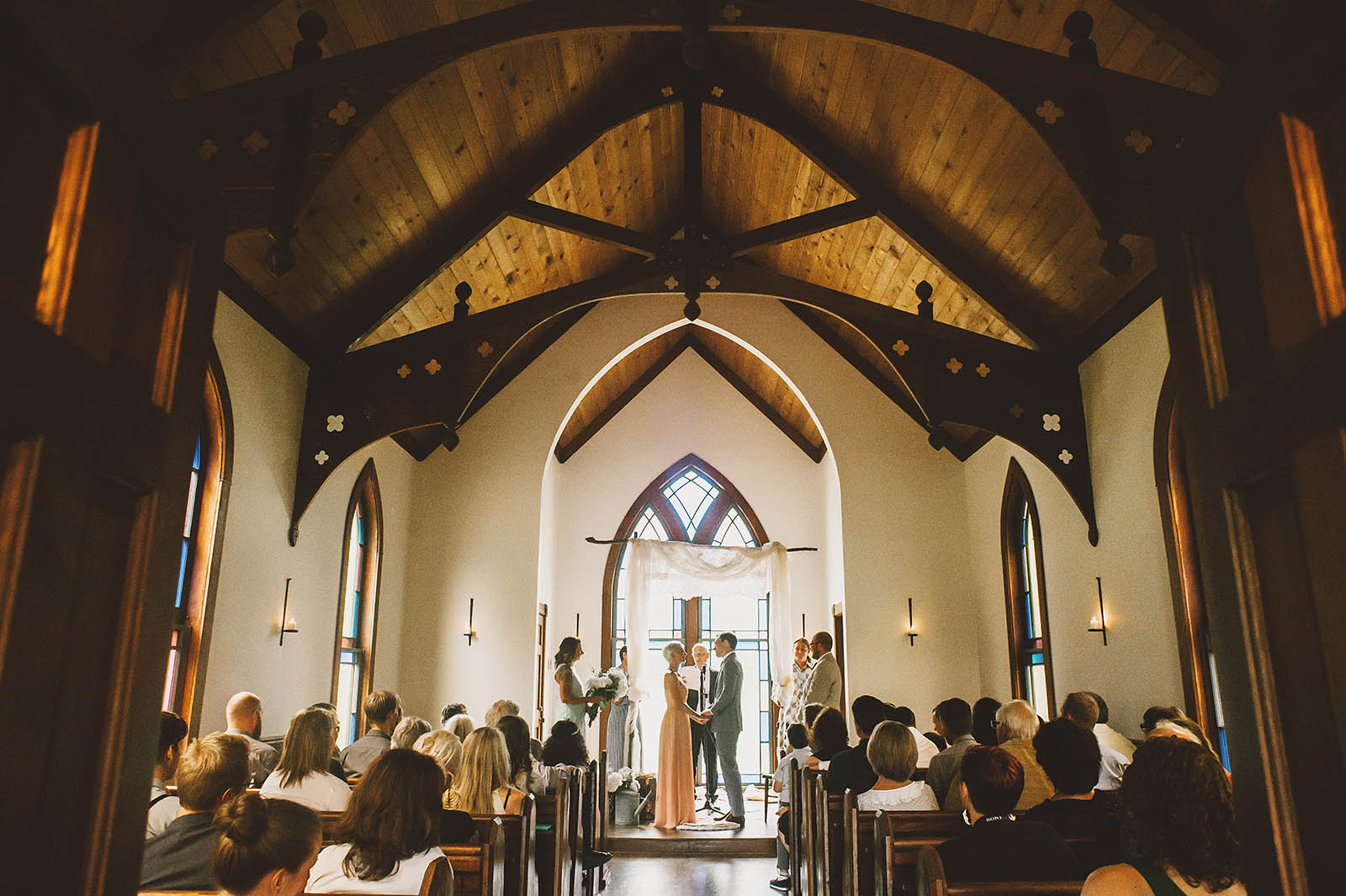 Orcas Island wedding ceremony in the Victorian Valley Chapel