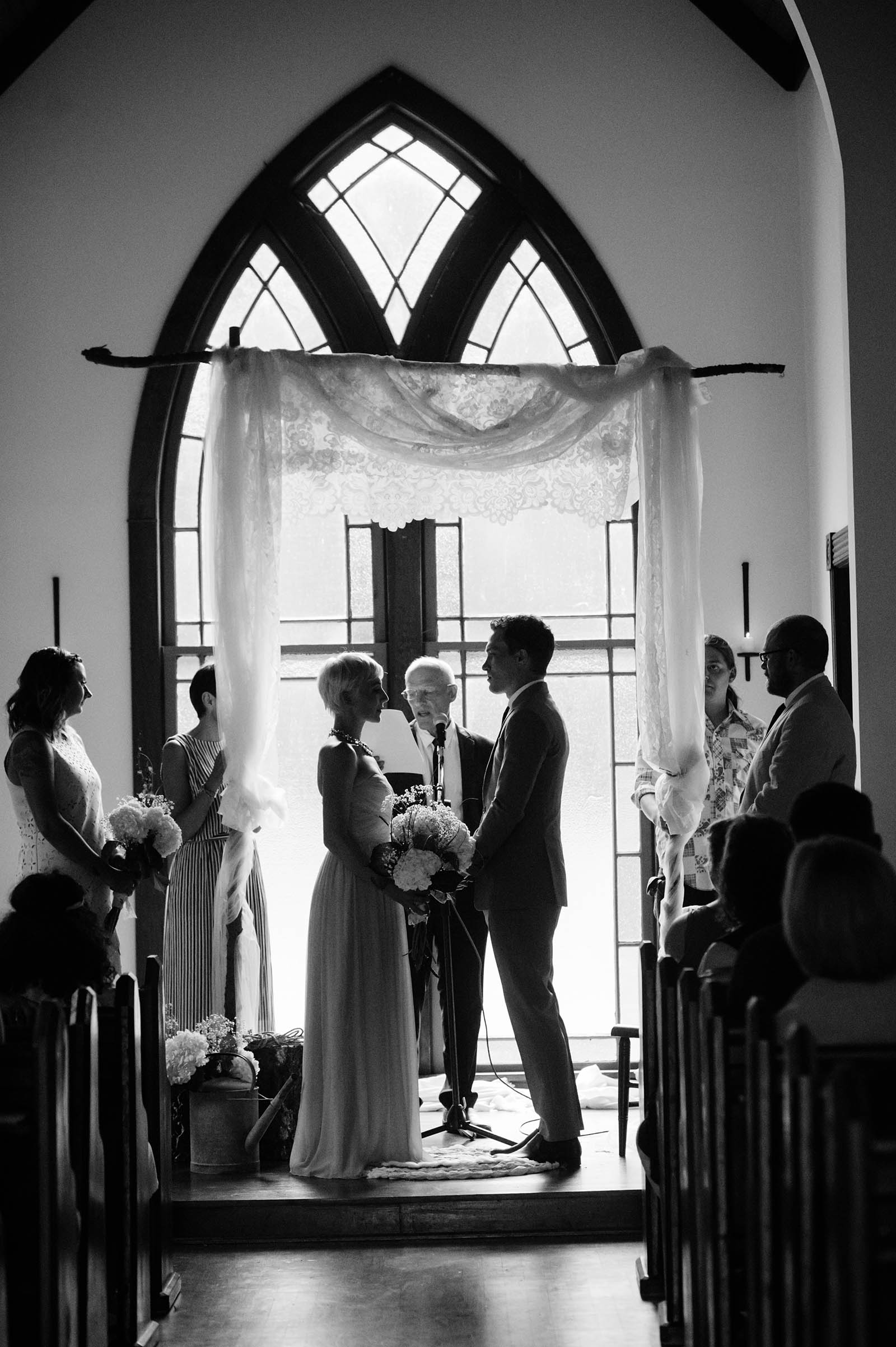 Orcas Island wedding ceremony in the Victorian Valley Chapel