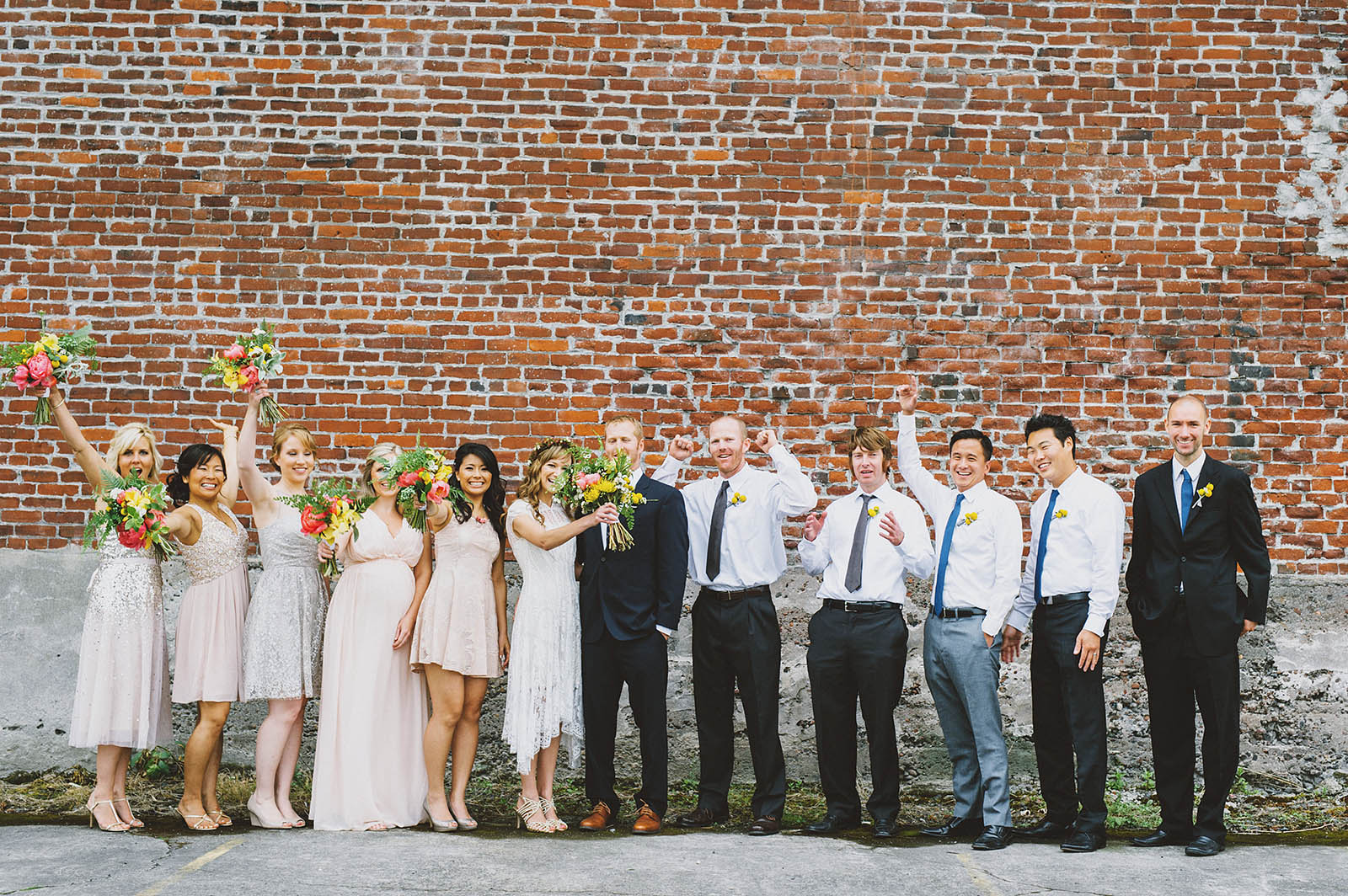 Wedding party cheering for the newlyweds | Castaway Portland Wedding