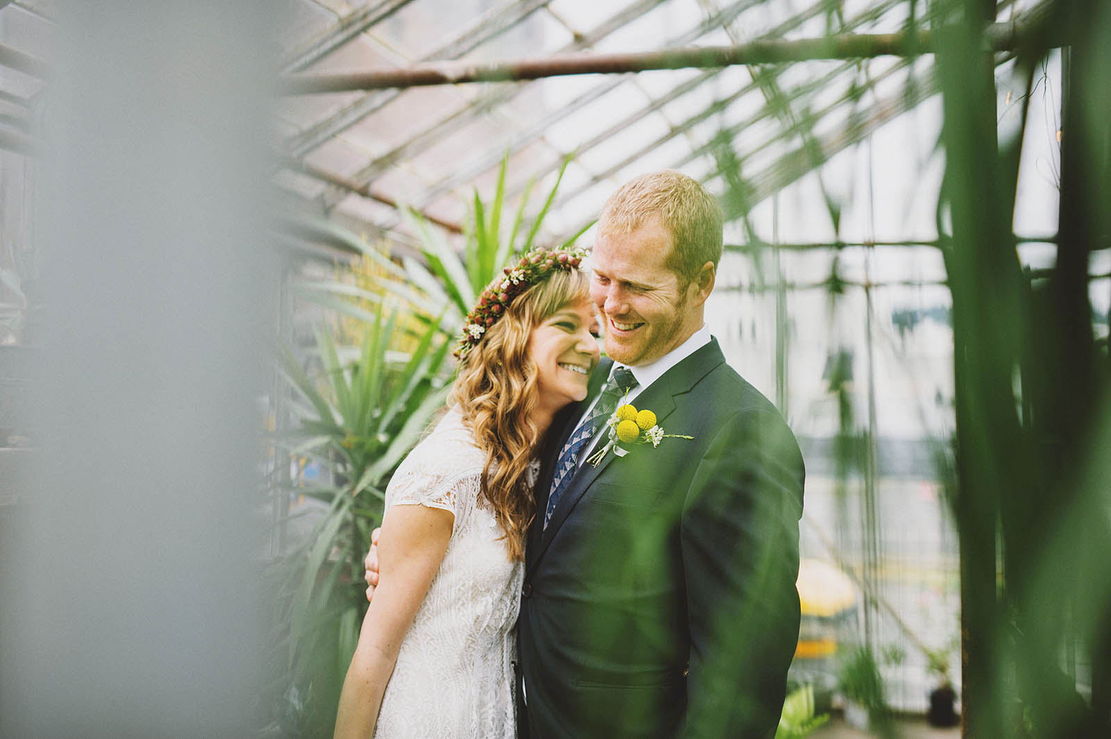 Portraits inside the Versailles Garden greenhouse | Castaway Portland Wedding