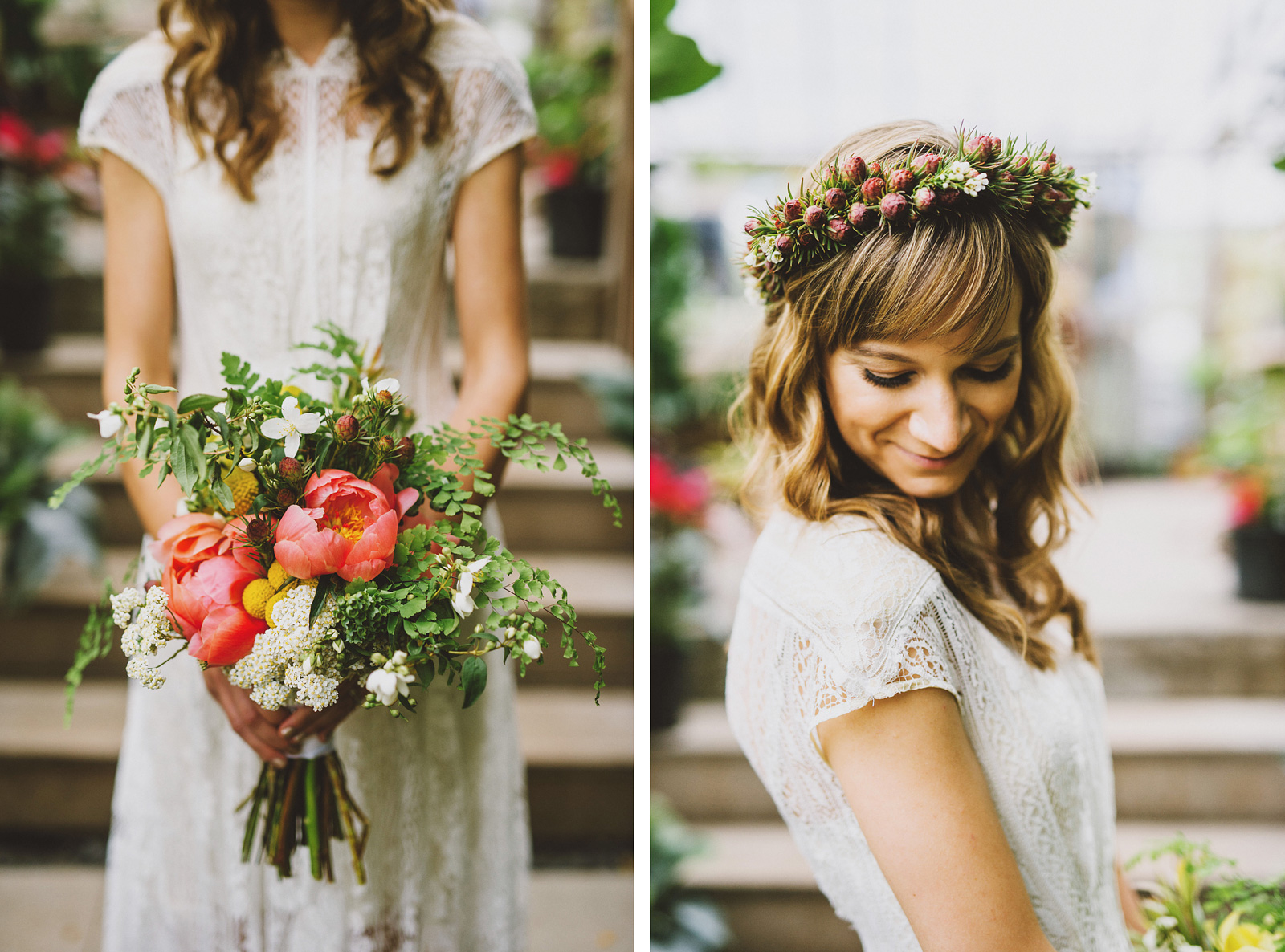 Bridal portraits inside the Versailles Garden greenhouse | Castaway Portland Wedding