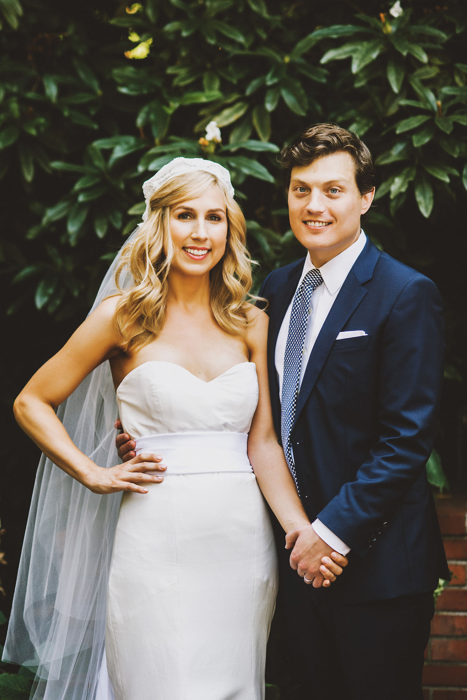 Bride and Groom portrait on the lawn | Portland Town Club Wedding