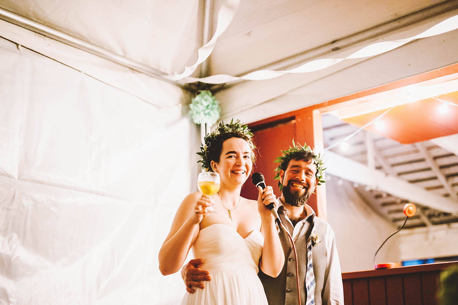 Bride and Groom toasting | SouWester Lodge Wedding