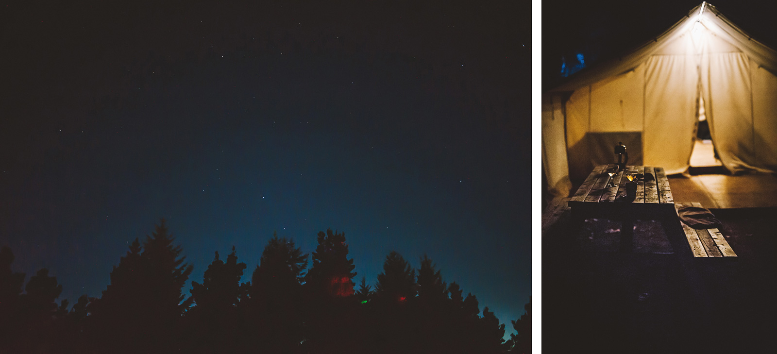 Night falls on the campgrounds | SouWester Lodge Wedding