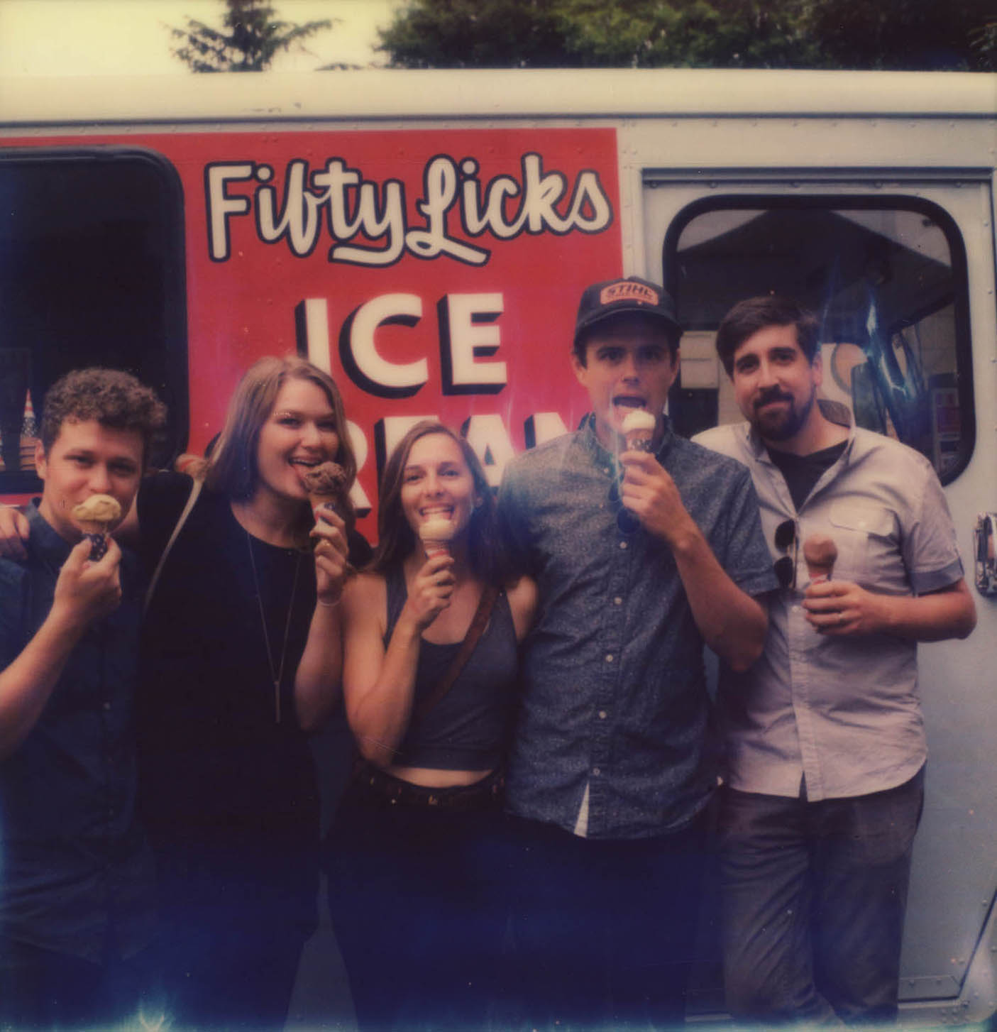 MiNT SLR670m Polaroid Review | Friends eating Fifty Licks ice cream in Portland, OR