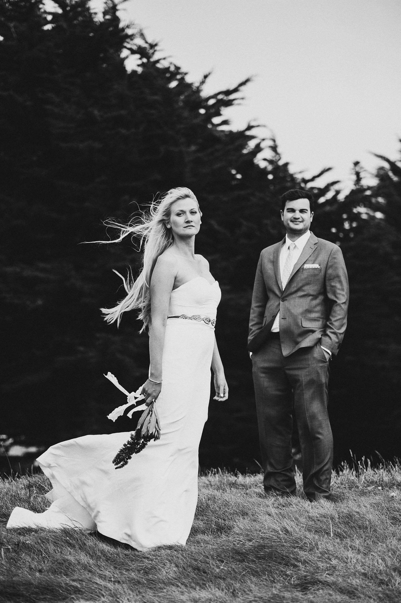 Portrait of Bride and Groom at the beach | San Francisco City Hall Wedding