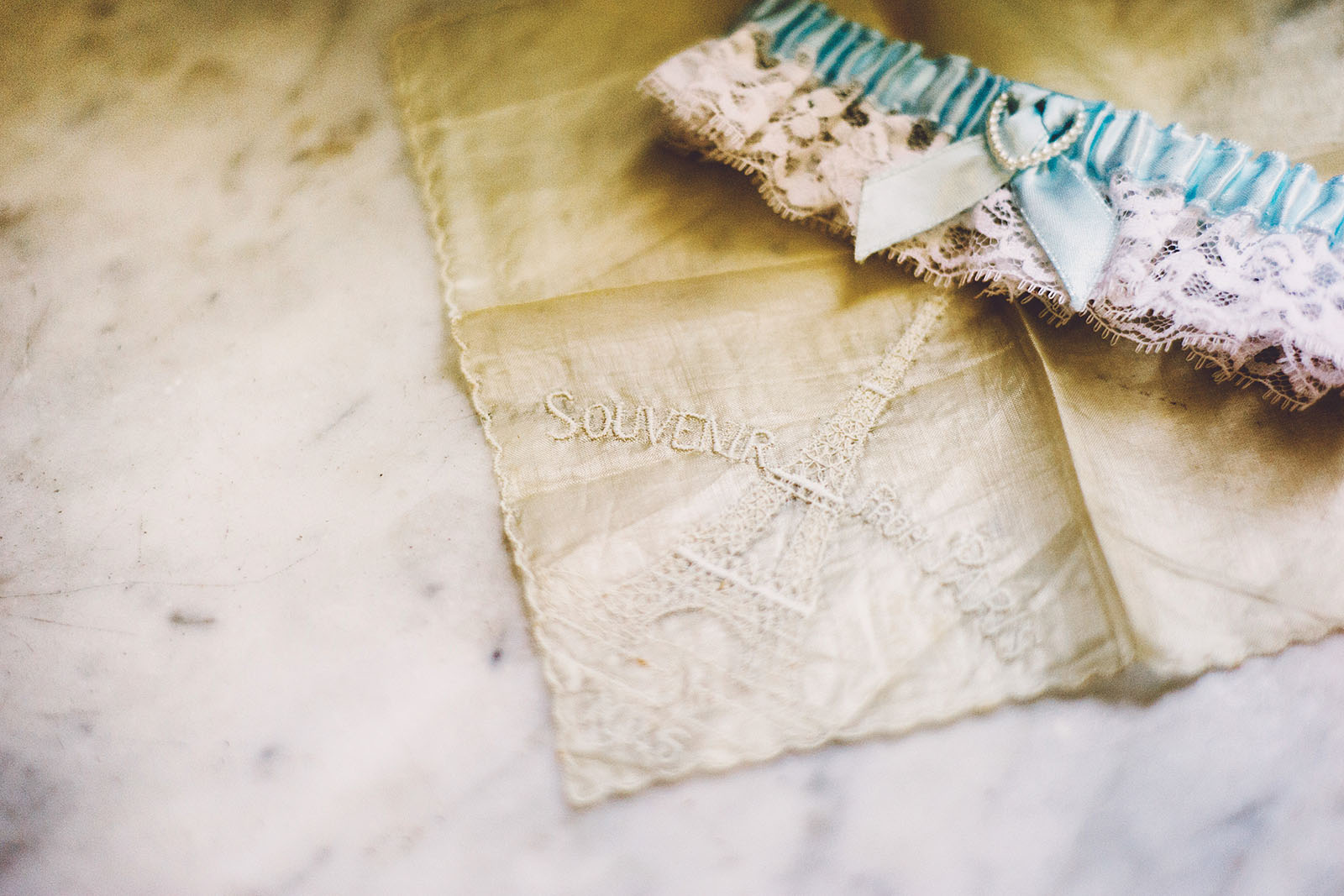 Bride's handkerchief and garter | Old Church Wedding Photos