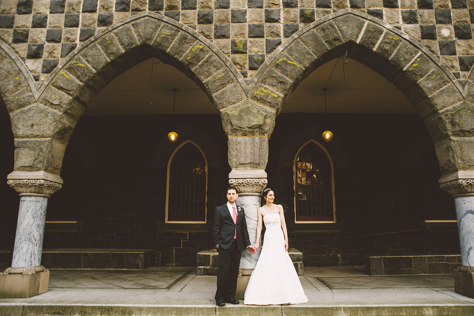 Portrait of Bride and Groom in Downtown Portland | Old Church Wedding Photos