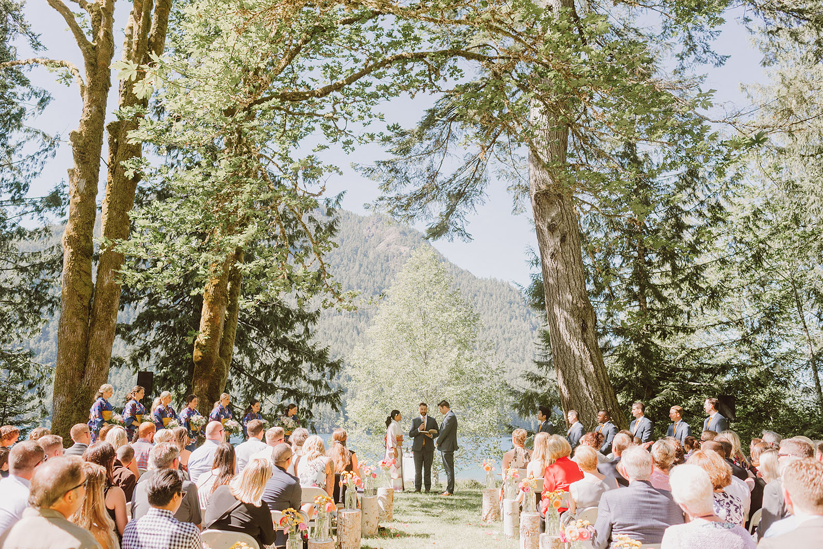 Wide shot of ceremony on the waterfront | Olympic National Park Wedding