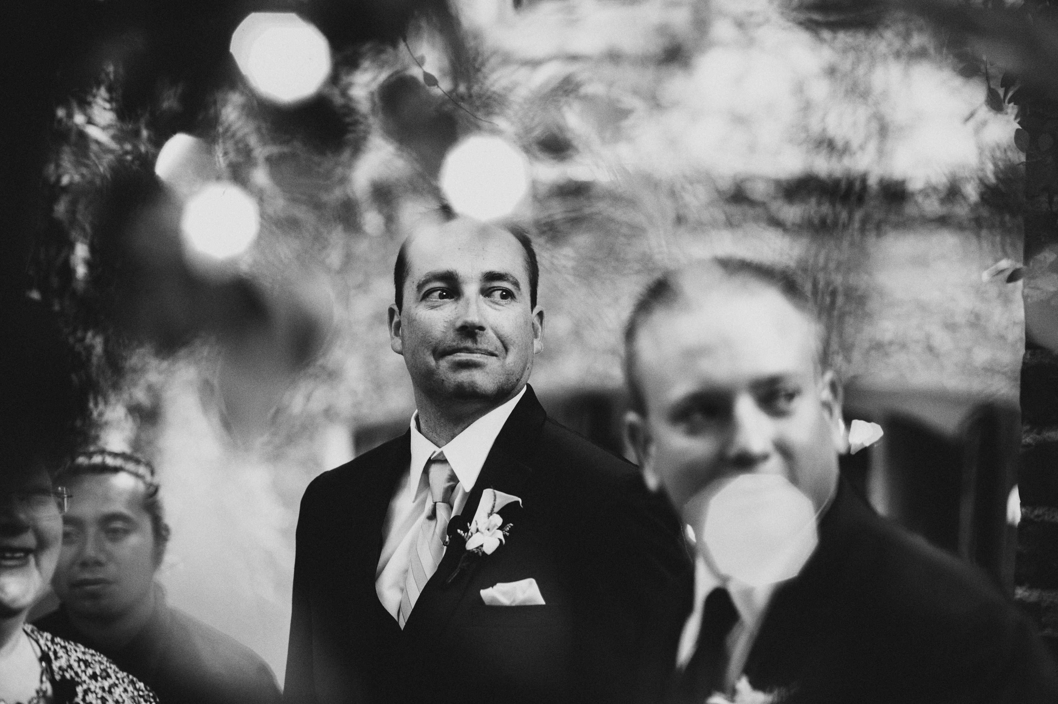 Groom waiting for ceremony to start | Sacramento Firehouse Wedding