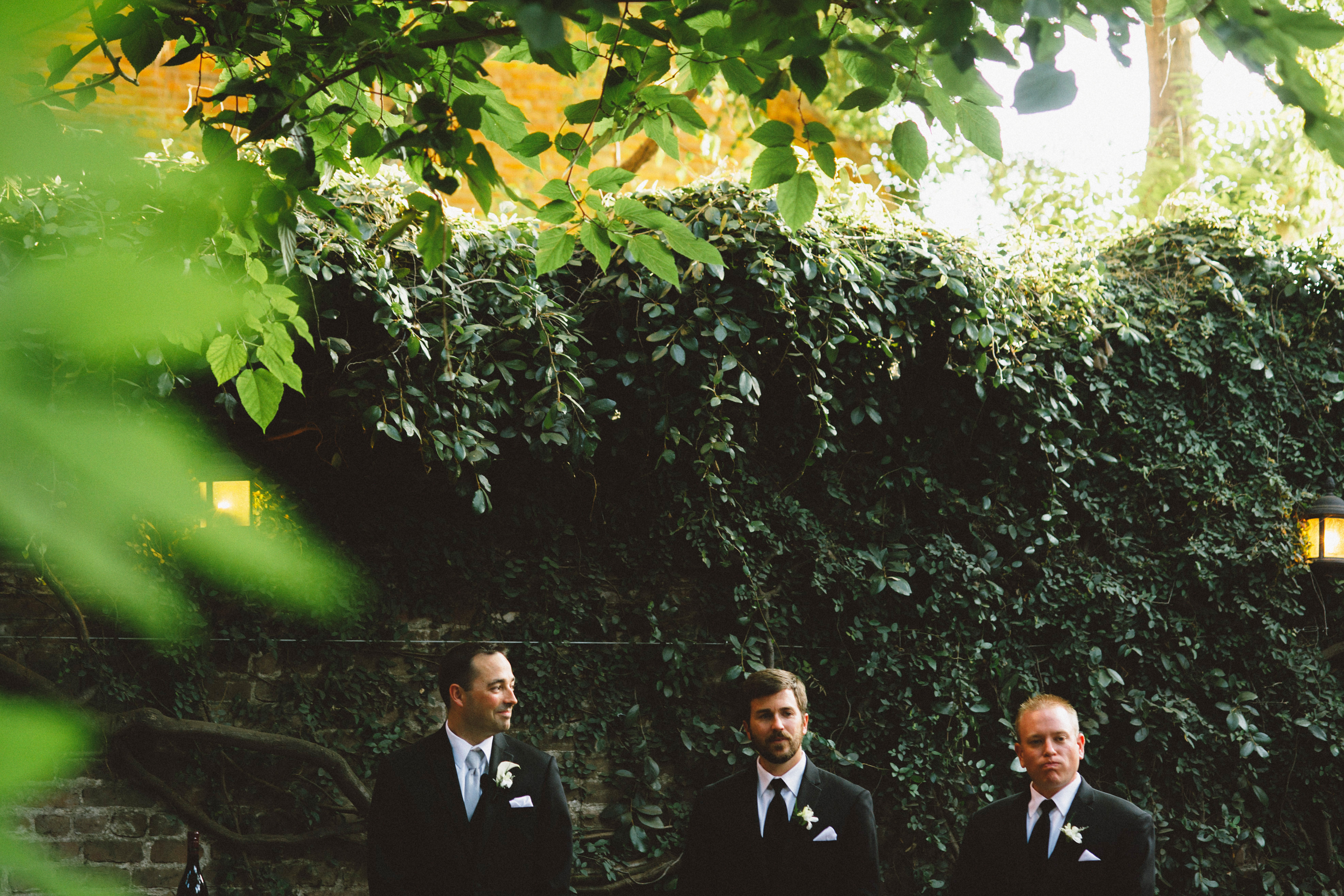 Groom and groomsmen at the ceremony | Sacramento Firehouse Wedding