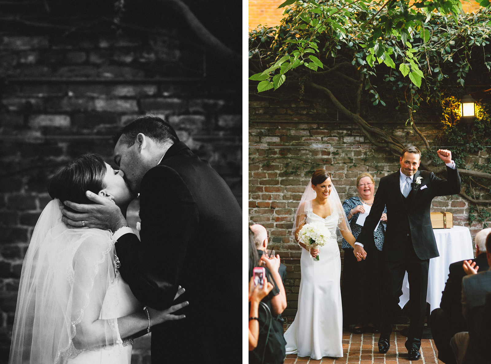 Brie and Groom's First Kiss | Sacramento Firehouse Wedding