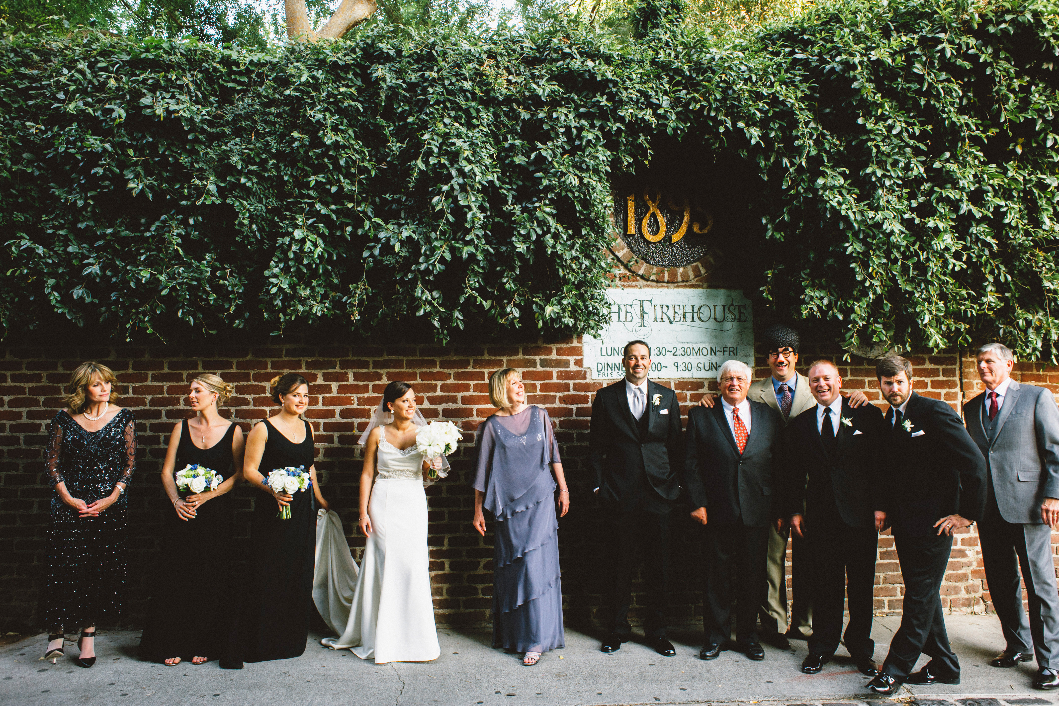 Photobombed family photo in the alley | Sacramento Firehouse Wedding