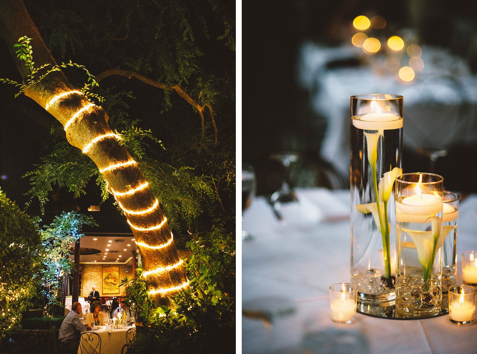 Candles and market light decor | Sacramento Firehouse Wedding