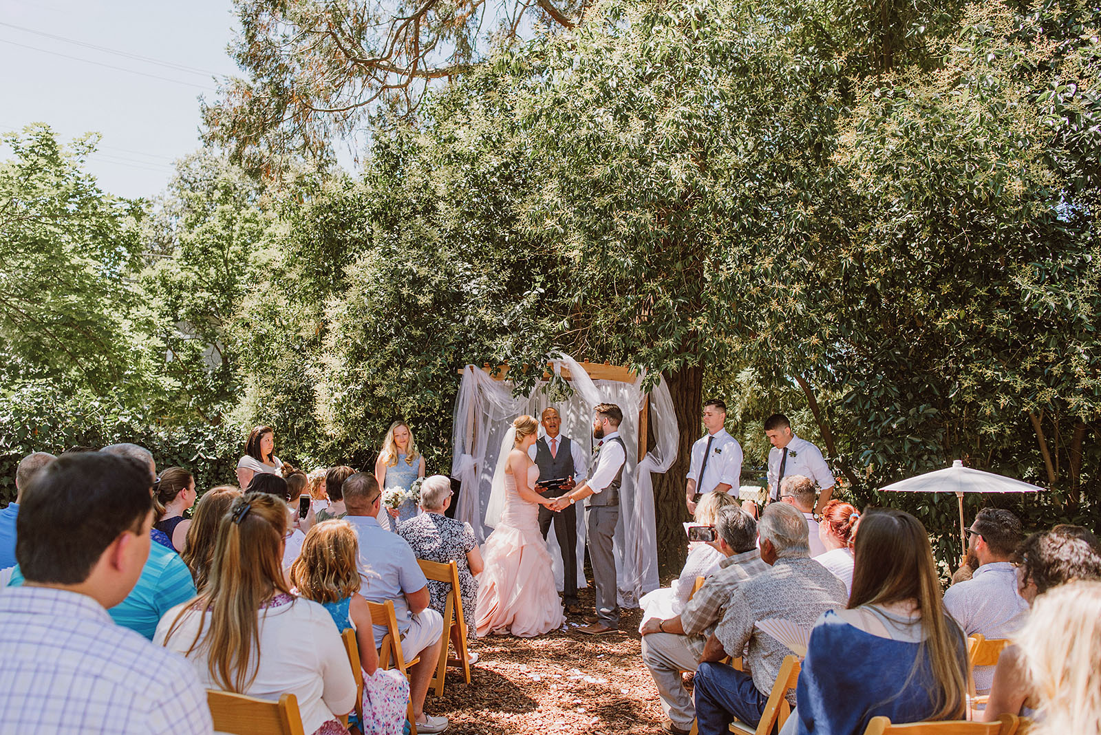 Intimate ceremony in private residence | Backyard Chico California Wedding